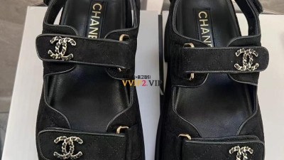 샤넬 CHANEL 23P 벨벳 CC로고 벨크로 샌들 G39997 # 굽 4cm 검수사진✔ ☆☆☆☆☆