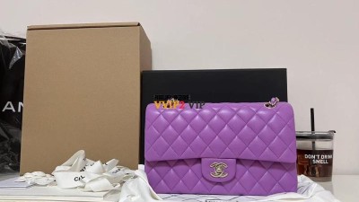 샤넬 CHANEL 클래식 미듐 클미 램스킨 퍼플 샴페인골드 A01112 SIZE 25.5cm 검수사진 ☆☆☆☆☆ #지존샵