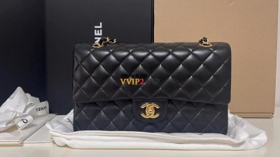 샤넬 CHANEL 클래식 미디움 클미 램스킨 플랩백 블랙 금장 A01112 검수사진 #지존샵