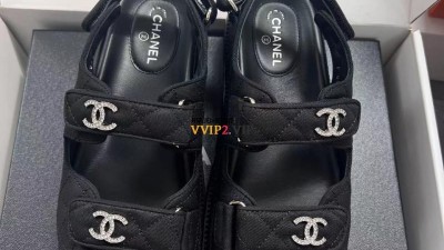샤넬 CHANEL CC로고 패브릭 벨크로 샌들 G31848 검수사진 ☆☆☆☆☆