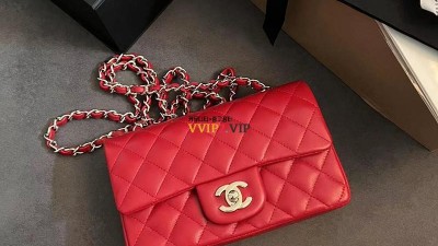 샤넬 CHANEL 뉴미니 램스킨 레드 샴페인골드 플랩백 A69900 검수사진 ☆☆☆☆☆ #지존샵