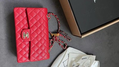 샤넬 CHANEL 클래식 미듐 클미 레드 샴페인골드 캐비어 A01112 검수사진 ☆☆☆☆☆ #지존샵