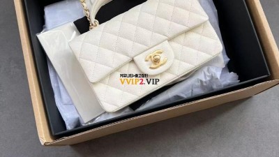 샤넬 CHANEL 클래식 뉴미니 탑핸들 캐비어 화이트 플랩백 숄더백 금장 AS2431 SIZE 13*20*9cm 검수사진 ☆☆☆☆☆ #지존샵