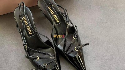 미우미우 MIU MIU 24SS 브러시 가죽 버클 스트랩 슬링백 5I013E 055 F0002 SIZE 34~40 @ 굽 5.5cm 검수사진 ☆☆☆☆☆