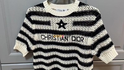디올 DIOR 화이트&블루 스트라이프 펀칭 반소매 SIZE 36 38 40 @ 코튼 저지 소재 + 면 100% 검수사진 ☆☆☆☆☆ #타지아