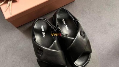 미우미우 MIU MIU 23SS 패디드 레더 크로스 플랫폼 샌들 블랙 5X879D SIZE 35~40 검수사진 ☆☆☆☆☆ #해피샵