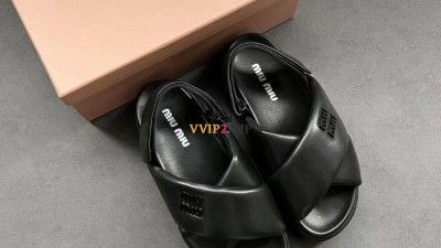 미우미우 MIU MIU 23SS 패디드 레더 크로스 플랫폼 샌들 블랙 5X879D SIZE 35~40 검수사진 ☆☆☆☆☆ #해피샵