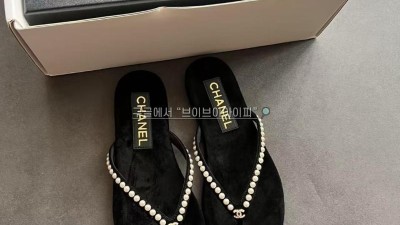 샤넬 25C 크루즈 진주 CC 로고 스웨이드 쪼리 플리플랍 블랙 G46205 검수사진 #차차샵