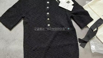 샤넬 25SS 코코 CC버튼 니트 탑 블랙 P78616 검수사진 #타지아