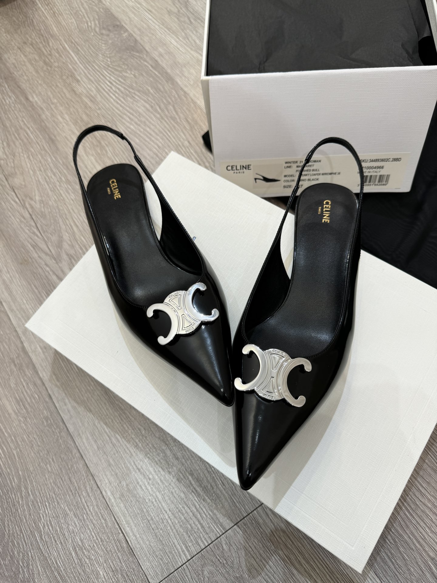 셀린느 CELINE 24C 알마 트리오페 슬링백 로우힐 블랙 356834371C SIZE 35~39 ☆☆☆☆☆