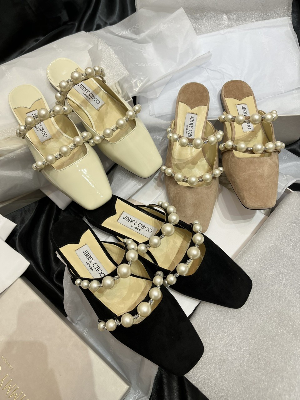 지미추 Jimmy Choo 진주 플랫슈즈 뮬 슬리퍼 SIZE 34~40 ☆☆☆☆☆
