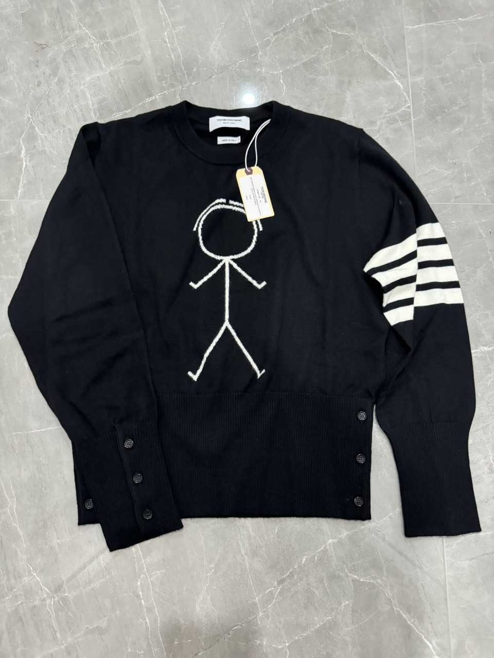 톰브라운 THOM BROWNE 블랙 인타르시아 사선완장 울 니트 4 MKA380A [사이즈] 1 2 3 4 5 #vvip공장