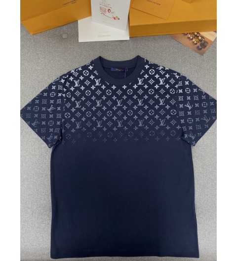루이비통 그라디언트 코튼 티셔츠 네이비 블루 S M L XL