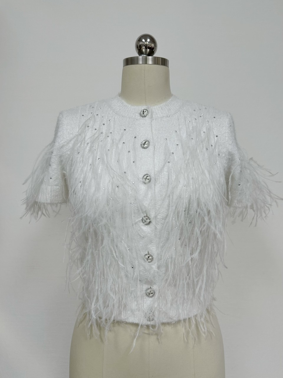 샤넬 25SS 깃털 가디건 페더 퍼 반팔 카디건 큐빅 블랙 화이트 코튼 실크 P79523 36 38 40 #타지아