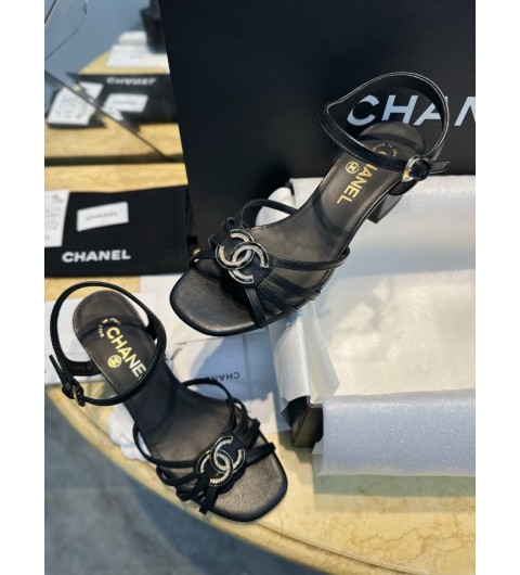 샤넬 25SS CC로고 스트랩 샌들 힐 골드 스트라스 큐빅 블랙 램스킨 G46274 35~41 #해피샵