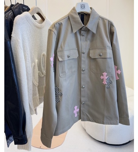 Chrome Hearts 크롬하츠 크로스 패치 베이지 셔츠 자켓 36 38 40