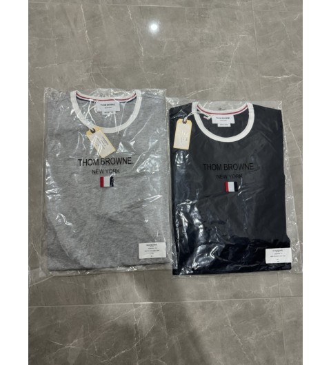 톰브라운 링거 반소매 티셔츠 - 라이트 그레이, 네이비 / MJS083A00042055 1 2 3 4 5 #vvip공장