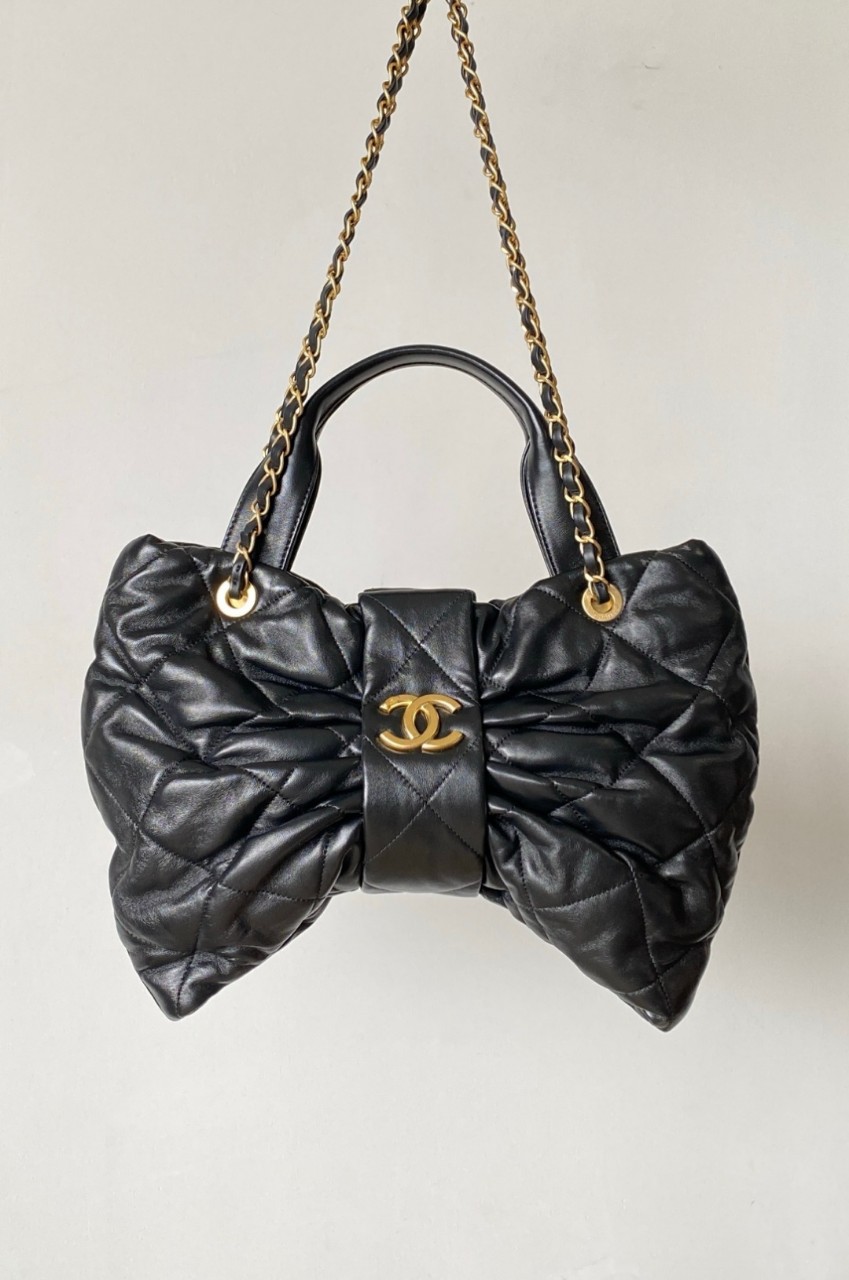 샤넬 25fw 보우백 리본백 블랙 미듐 29x38x5cm #티무역