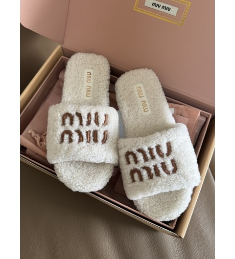 미우미우 MIU MIU 시어링 슬라이드 슬리퍼 35~40