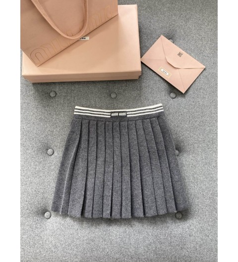 미우미우 울 앤 캐시미어 스커트 슬레이트 그레이 MMG523-158X-F0480 38 40 42