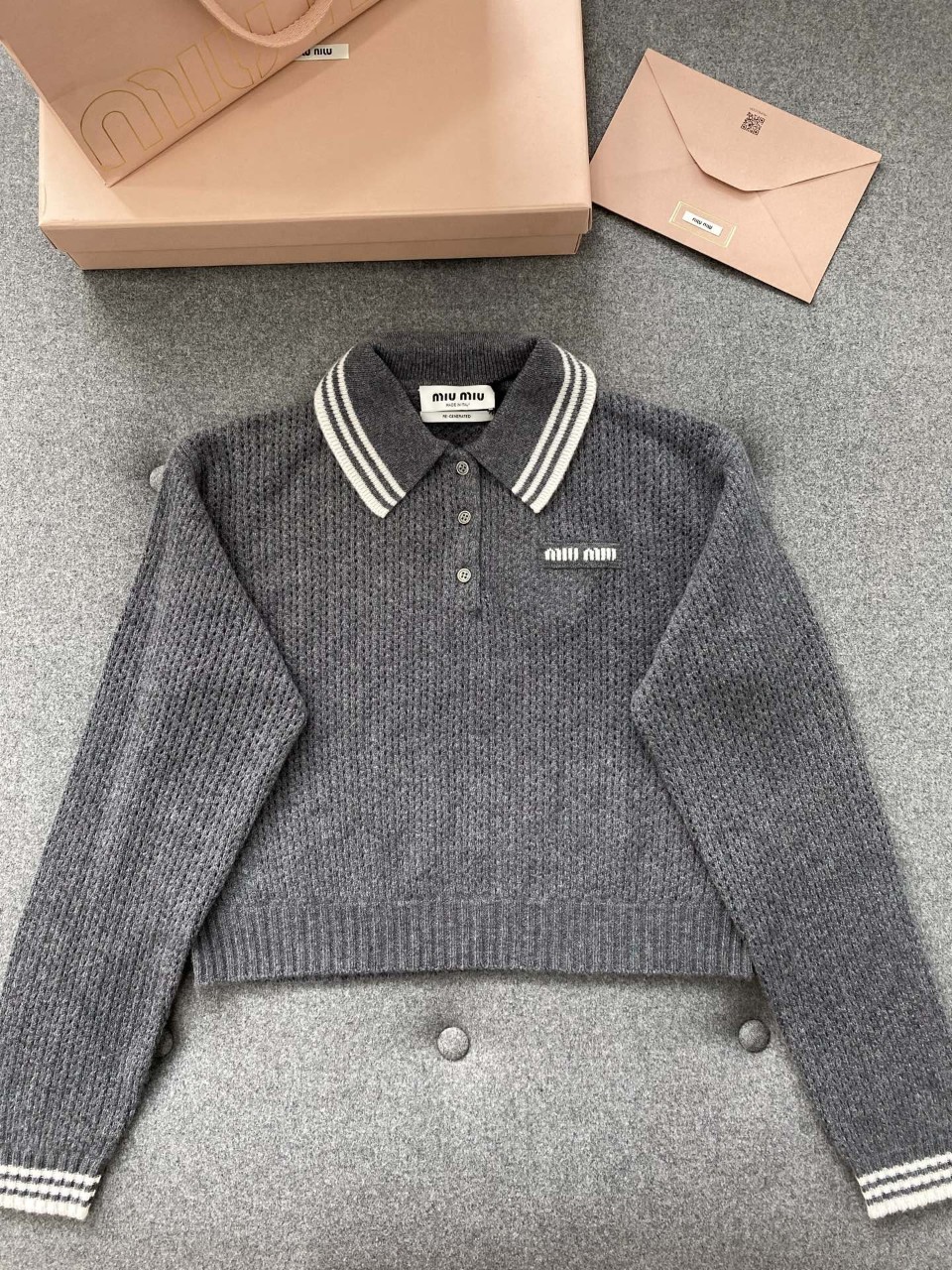 미우미우 MIU MIU 울 캐시미어 폴로 셔츠 38 40 42