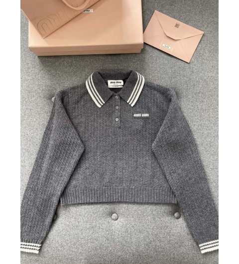 미우미우 MIU MIU 울 캐시미어 폴로 셔츠 38 40 42