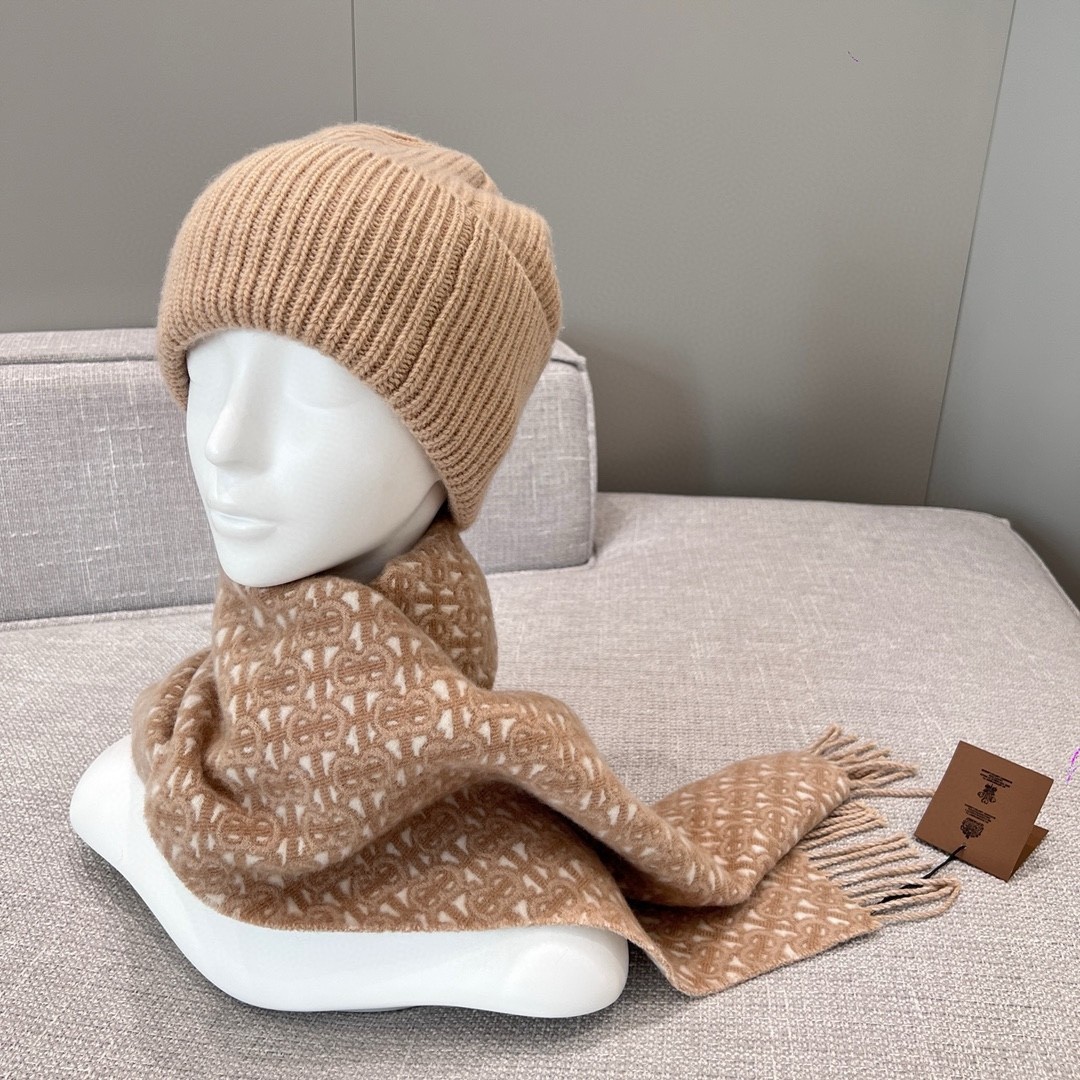 버버리 BURBERRY 캐시미어 스카프 + 울 비니