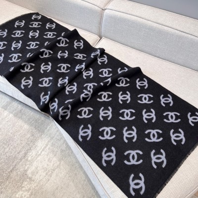 샤넬 CHANEL 25B 스카프 머플러 70x200cm 울 95% + 실크 5%