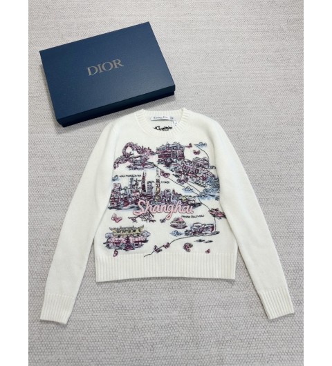 디올 Dior 여성용 크루넥 니트 스웨터 36 38 40 #타지아