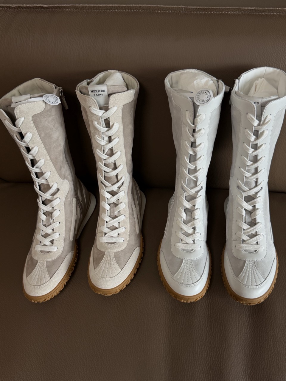 에르메스 레이스업 스니커즈 스웨이드 카프스킨 나파 레더 & 블랑 H252002Z90 35~40