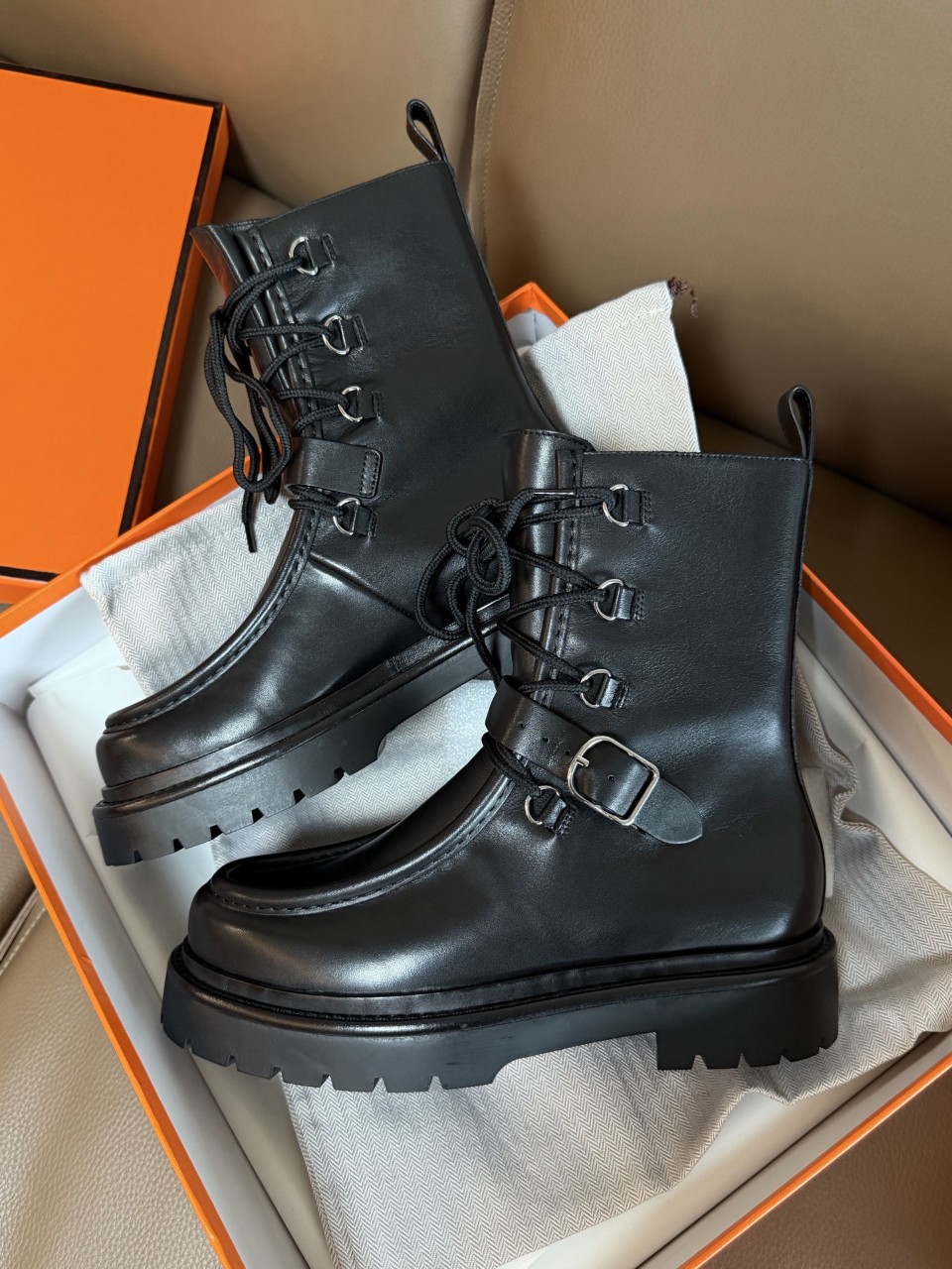 에르메스 랜드 앵클 부츠 & 누아 H252104Z02 35~40 굽 3.5cm