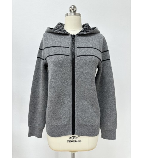 디올 리버서블 후드 가디건 그레이 Dior Oblique 모티브 캐시미어 블렌드 니트 544G12A0551_X8890 36 38 40 #타지아