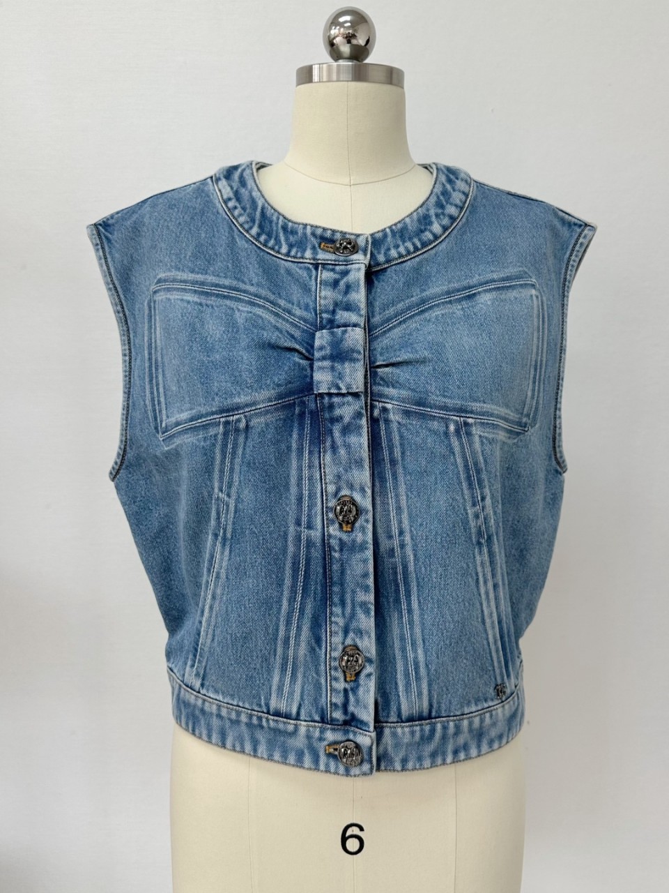 샤넬 CHANEL 25K 데님 보우 베스트 P80592 34 36 38 #타지아