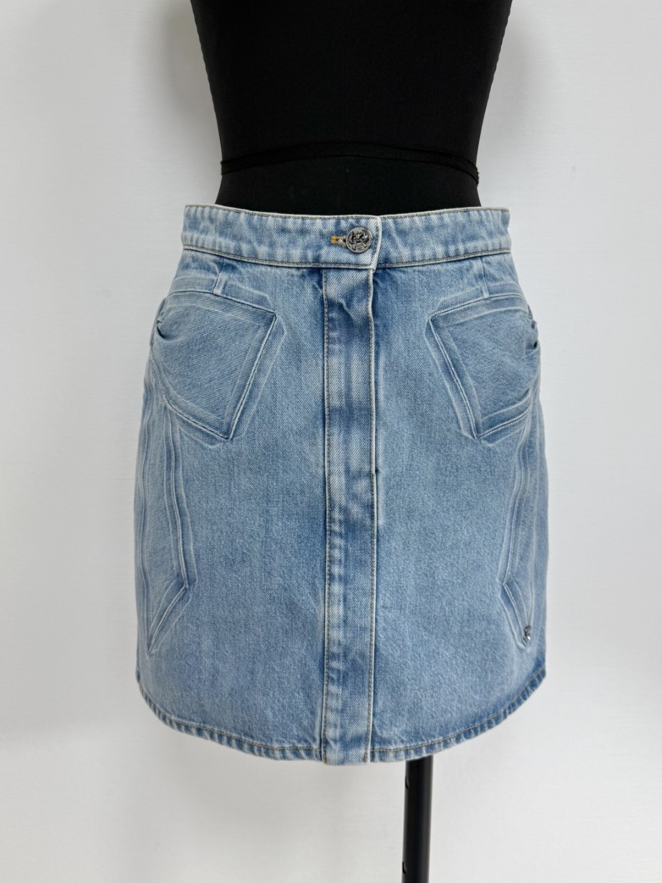 샤넬 CHANEL 리본 데님 스커트 P80593 34 36 38 #타지아