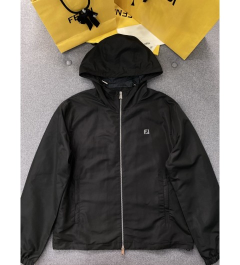 펜디 FF 로고 메탈 테크니컬 패브릭 블루종 자켓 46 48 50 52