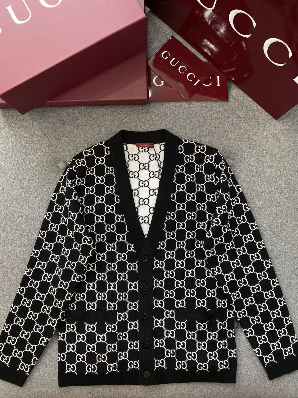 구찌 GG 리버서블 GG 울 자카드 가디건 798157 S M L