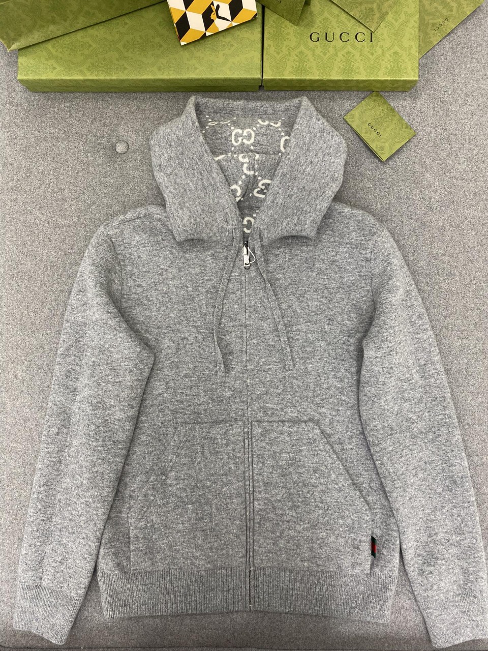 GUCCI 구찌 리버서블 GG 양면 울 후드 지퍼 재킷 자켓 794935 S M L