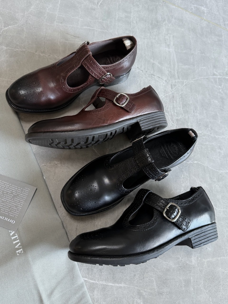 오피치네 크리에이티브 Officine Creative CALIXTE 071 버건디 가죽 T-바 슈즈 35-35.5-36-36.5-37-37.5-38-38.5-39-39.5-40