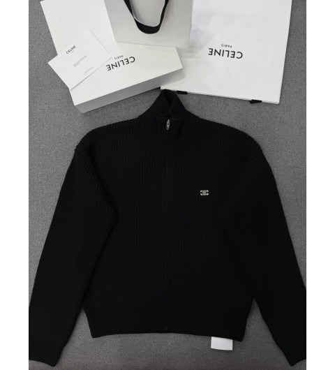 셀린느 립드 울 트리옹프 트러커 스웨터 블랙 RY09T0ZPV-38NO JP8 S M L XL