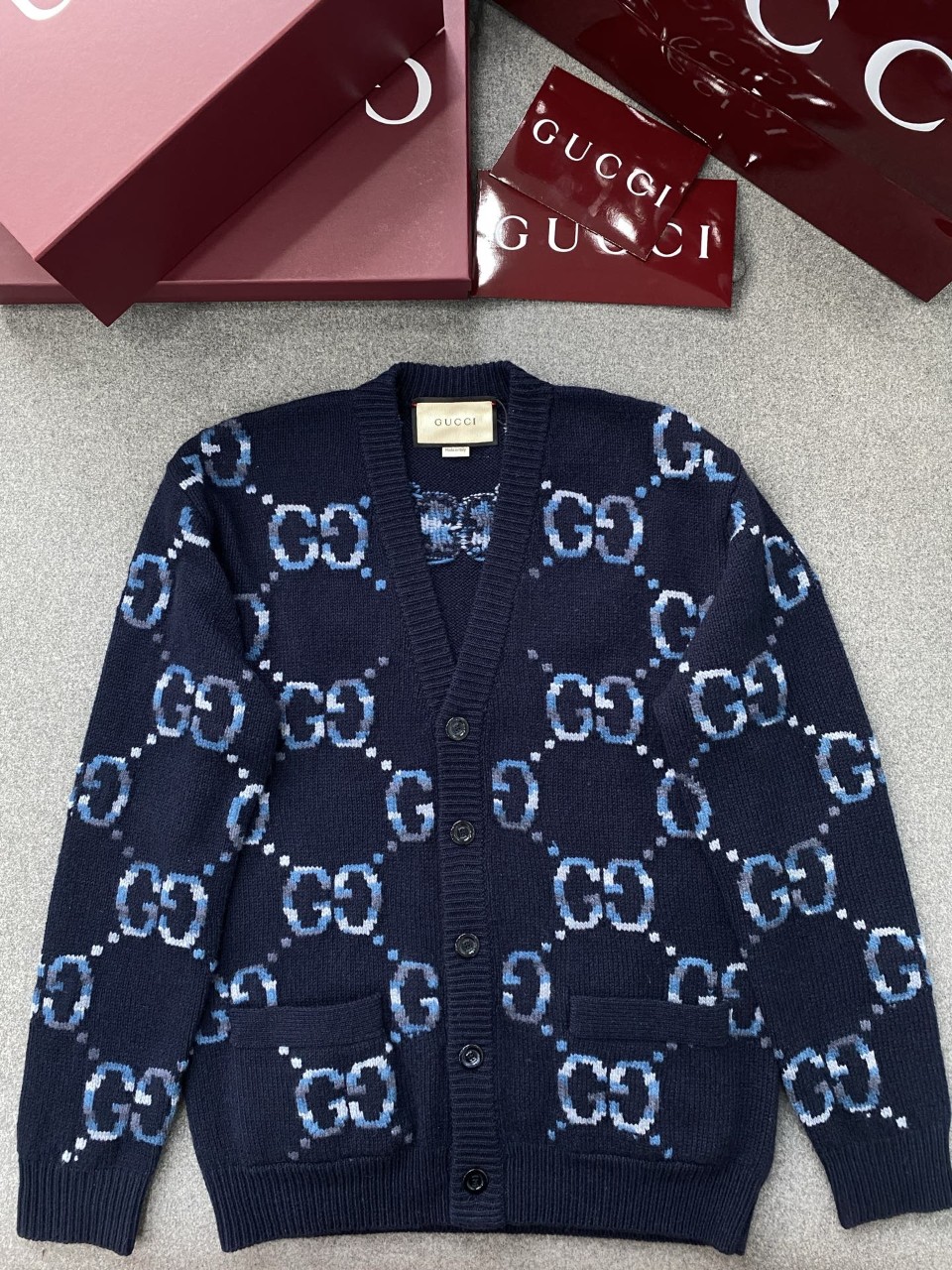 구찌 점보 gg 울 가디건 Jumbo GG Wool Cardigan 770507-XKDSJ-4735 Navy S M L XL