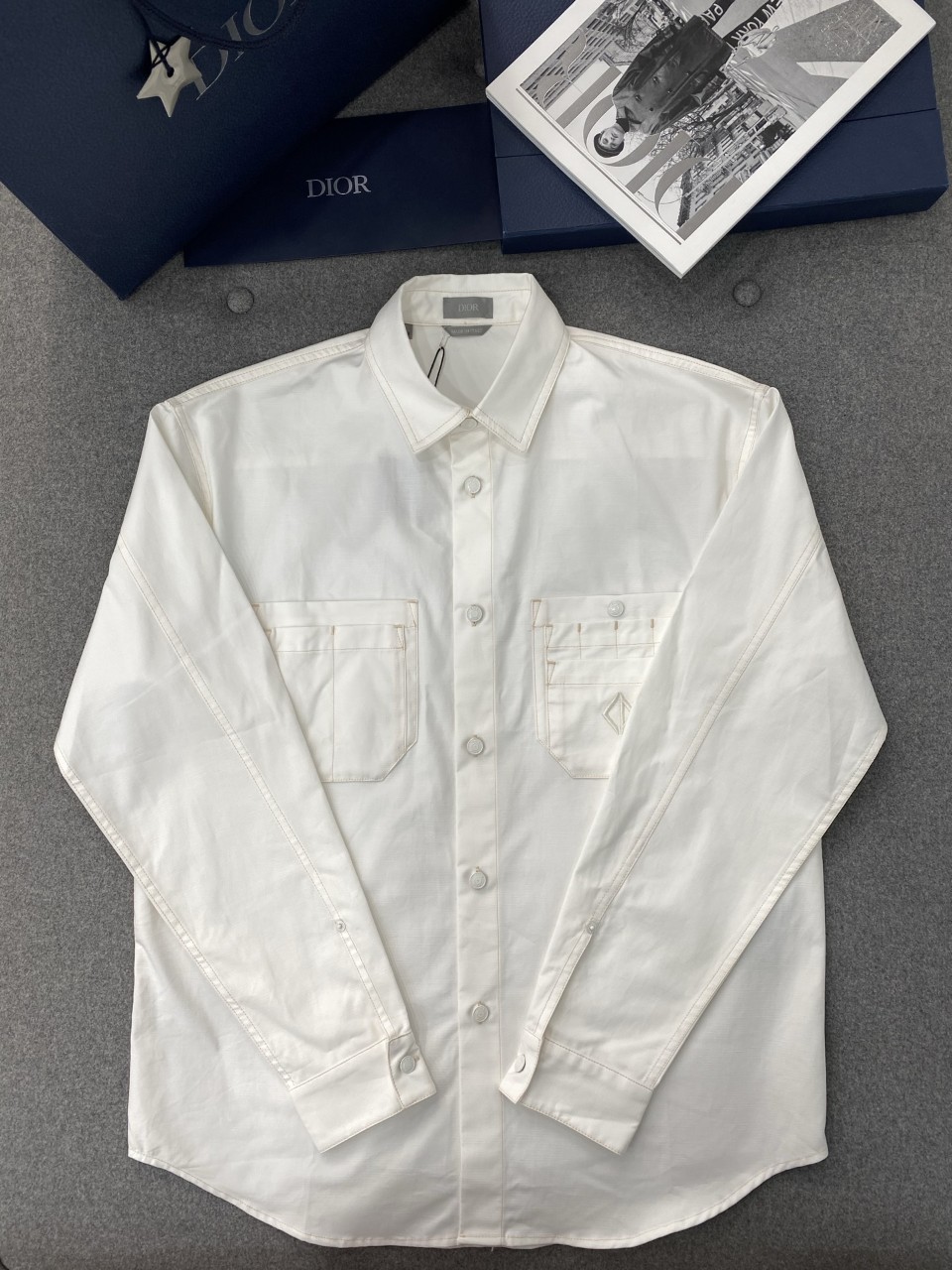 디올 CD 다이아 로고 더블 포켓 카고 셔츠 38 39 40