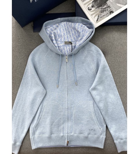 디올 후드 트랙 재킷 블루 코튼 캐시미어 니트 113M221AT225_C565 S M L XL