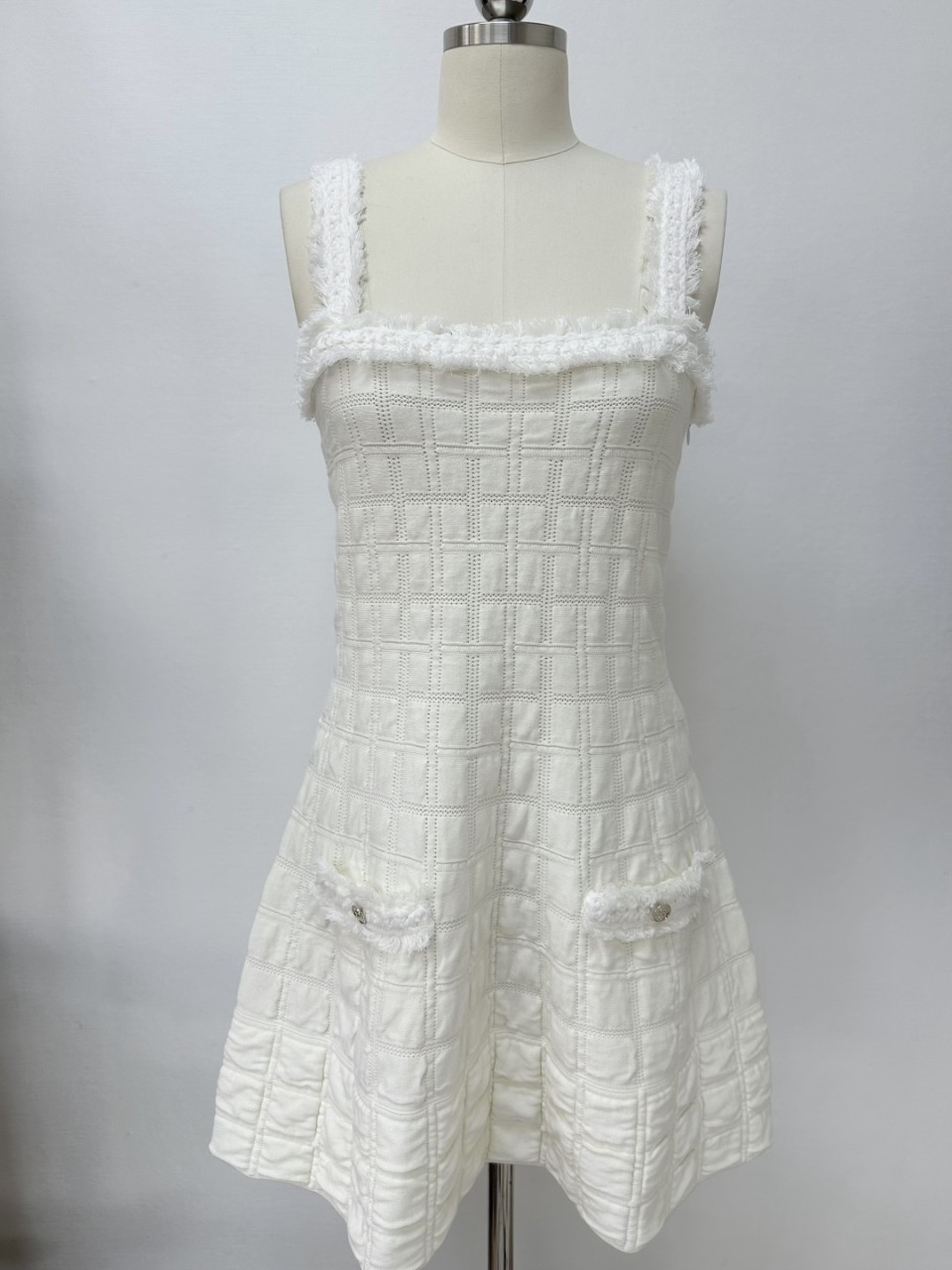 Chanel 샤넬 CC 로고 퀄팅 코튼 실크 원피스 드레스 25FW P80127 36 38 40 #타지아