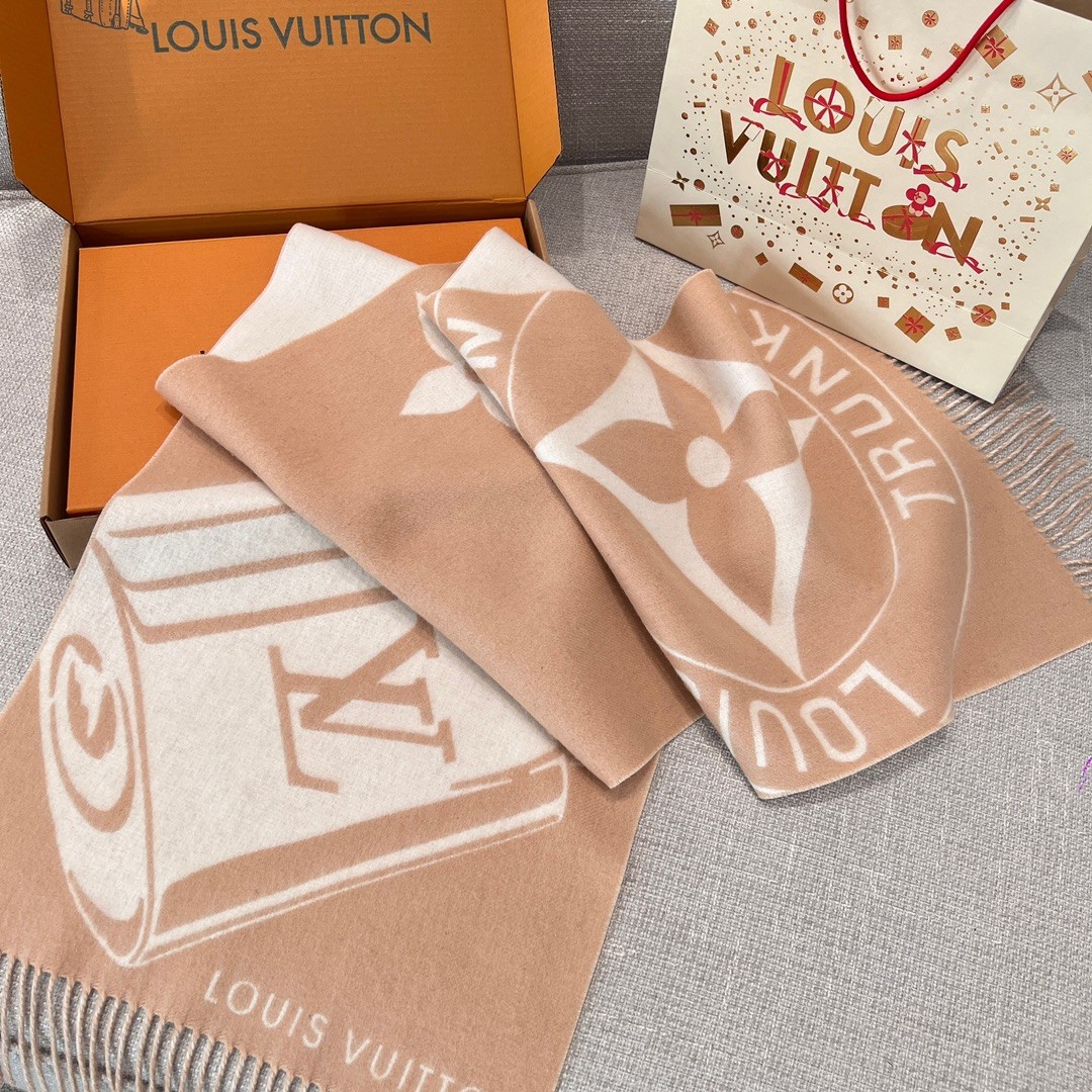 루이비통 락 앤드 키 스카프 사프란 M90815 / 머플러 42x215cm 코튼울 62% + 캐시미어 38%