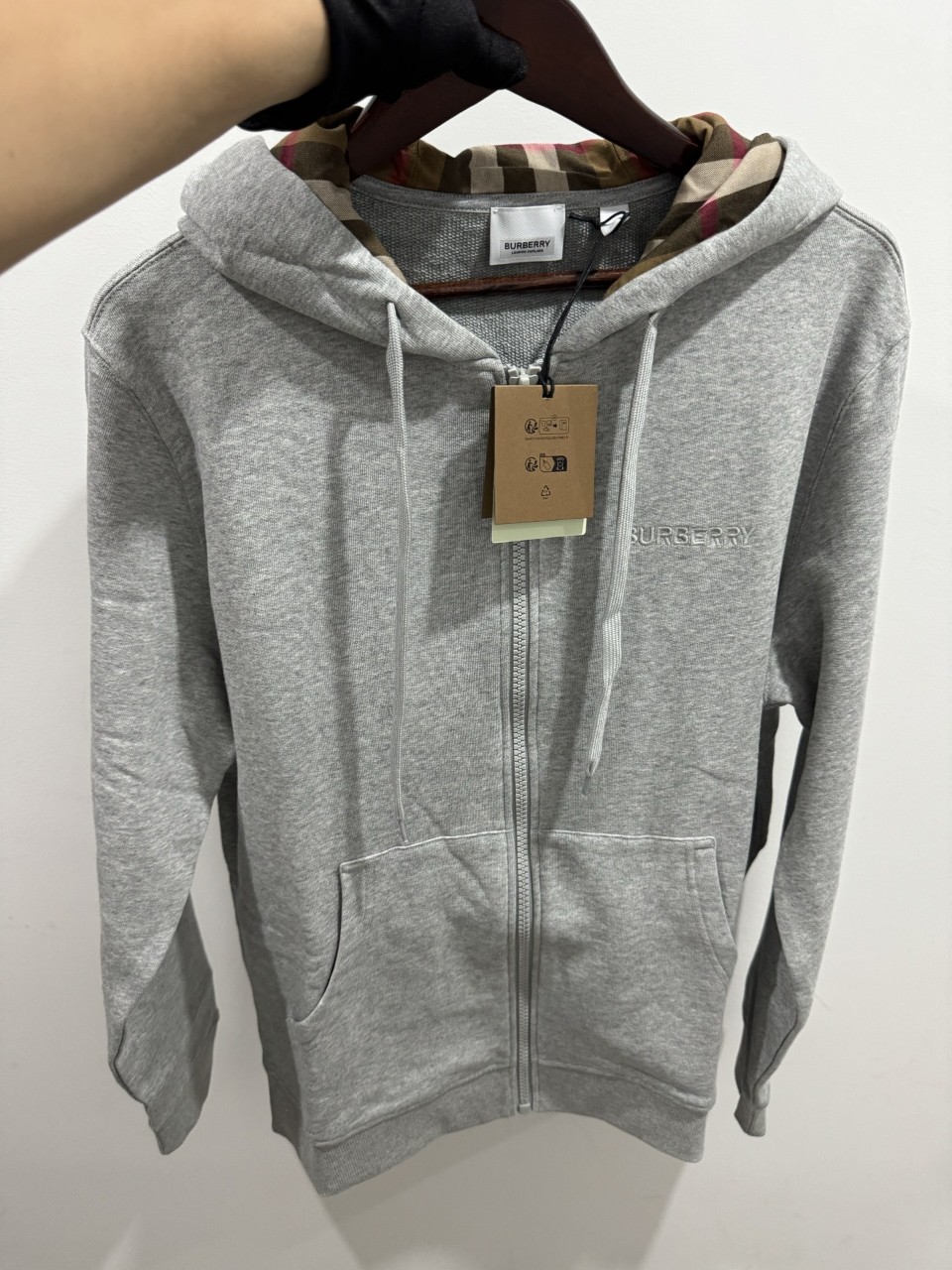 버버리 8084771 HOVE 안감 체크 후드 집업 가디건 멜란지 그레이, 블랙 XS S M L XL XXL #vvip공장