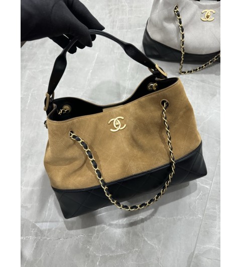 샤넬 25A 공방 스웨이드 투톤 쇼퍼백 라지 호보백 2컬러 베이지 그레이 블랙 AS5634 36*14*24cm #vvip공장