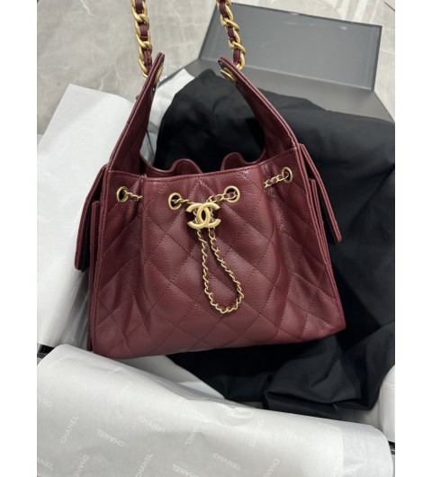 샤넬 25백 캐비어 스몰 뉴시즌 금장 골드 버건디 AS5293 28*14*21cm #vvip공장