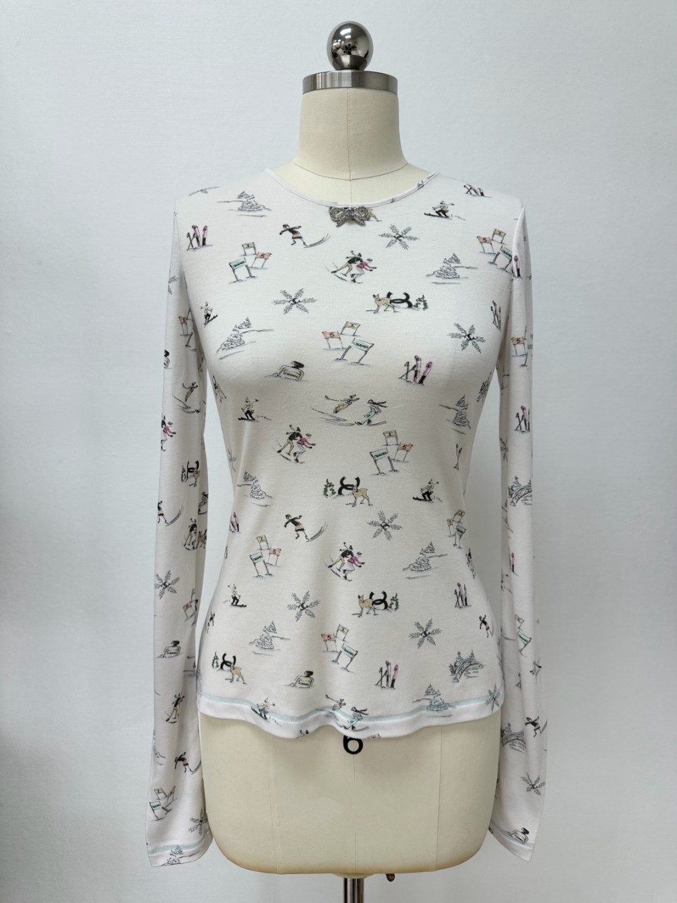 샤넬 코코 네쥬 컬렉션 스키 프린트 롱 슬리브 티셔츠 36 38 40 #타지아