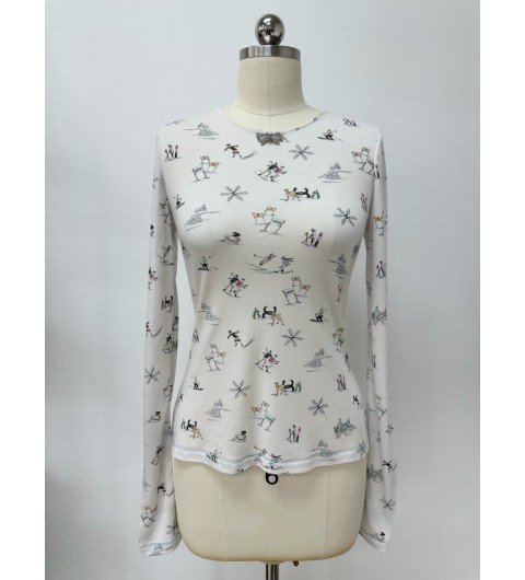 샤넬 코코 네쥬 컬렉션 스키 프린트 롱 슬리브 티셔츠 36 38 40 #타지아