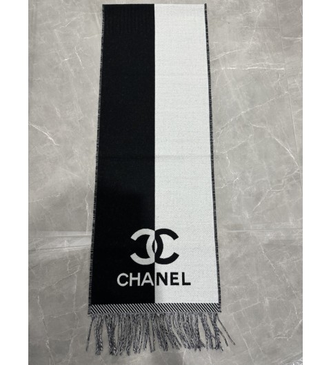 샤넬 CC 로고 투톤 양면 머플러 목도리 여성 남성 남여공용 블랙 184*34cm 메리노울 100% #vvip공장